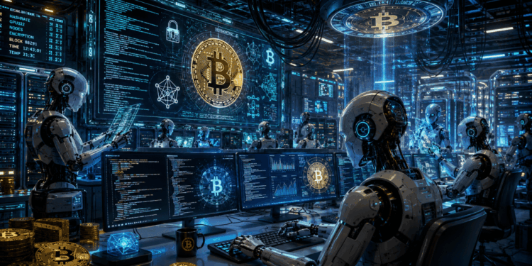 Robots de IA revisando código de proyectos de Bitcoin.
