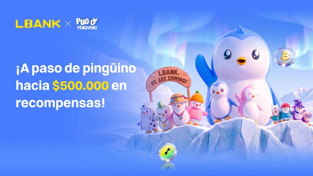 Grupo de pingüinos alegres al borde de un risco congelado.