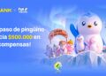 Grupo de pingüinos alegres al borde de un risco congelado.