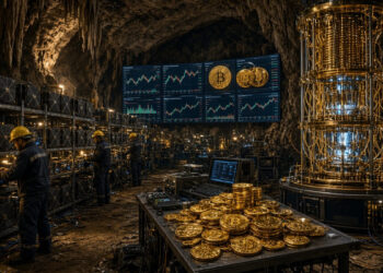 Mineros de Bitcoin operando dentro de una cueva.