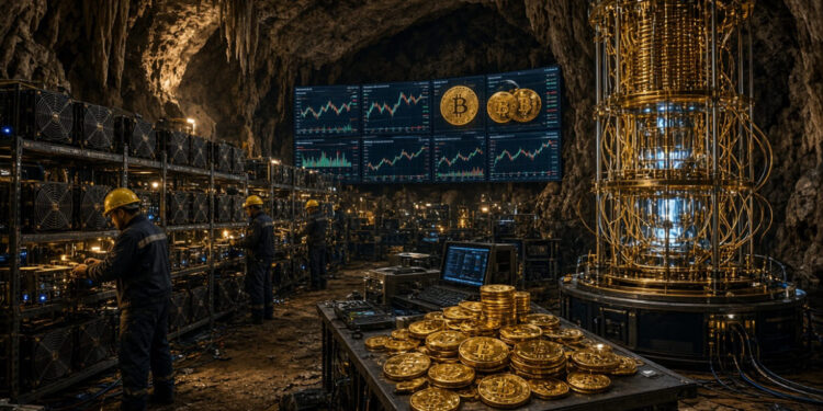 Mineros de Bitcoin operando dentro de una cueva.