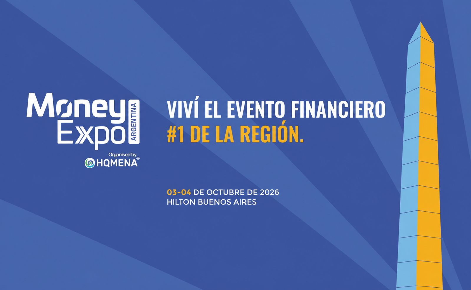 Banner de Money Expo Argentina, 3 y 4 de octubre de 2026 en Hilton Buenos Aires.