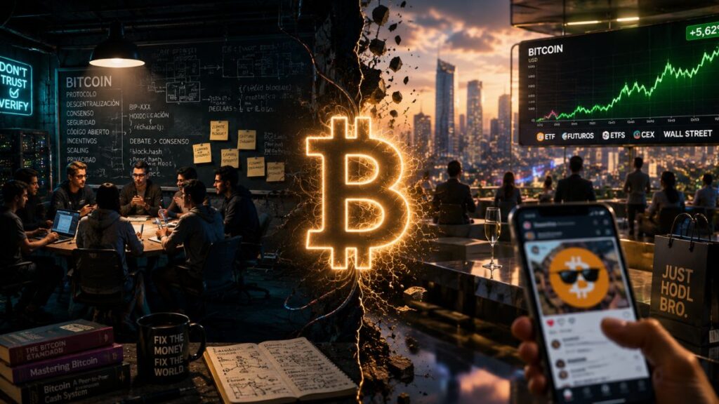 Dos bitcoin conviven en el imaginario: protocolo y activo financiero.