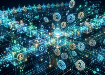 La red de criptomonedas Zcash procesando bloques y transacciones.