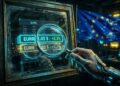 Ilustración editorial de dos monedas digitales idénticas con la etiqueta "EURR" flotando sobre un mapa regulatorio fragmentado de la Unión Europea. Una moneda está agrietada y en estado fantasmal (representando el token de StablR, cuyo precio es un espejismo sin liquidez), mientras que la otra es sólida y metálica (representando el token de Revolut). Un eslabón roto de la cadena "MiCA" se interpone entre ambas, con los pilares de Malta, Luxemburgo y Chipre desconectados en el fondo.