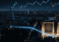 El Capitolio de EE.UU., al fondo, permanece en silencio mientras la SEC y la CFTC toman la iniciativa regulatoria con el Proyecto Crypto. Fuente: Creada usando ChatGPT.