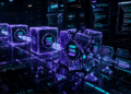 La red de criptomonedas Solana procesando bloques.