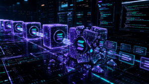 La red de criptomonedas Solana procesando bloques.