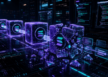 La red de criptomonedas Solana procesando bloques.