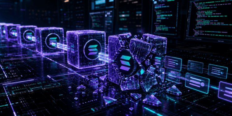 La red de criptomonedas Solana procesando bloques.
