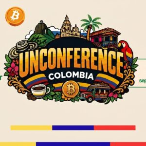 Póster de Unconference Colombia sobre Bitcoin, el 12 de septiembre en la Universidad CEIPA.