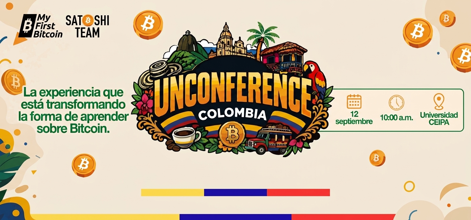Póster de Unconference Colombia sobre Bitcoin, el 12 de septiembre en la Universidad CEIPA.