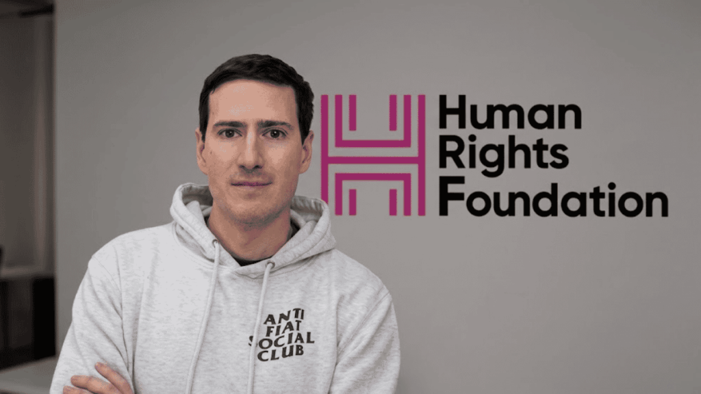 Alex Gladstein y logo de la HRF.