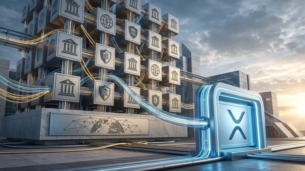 red que representa a los bancos interconectada con Ripple