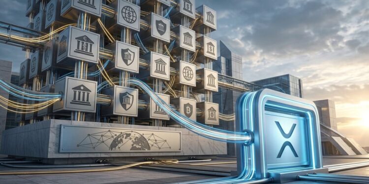 red que representa a los bancos interconectada con Ripple
