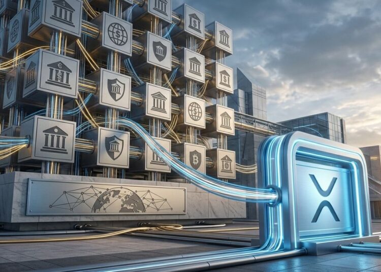 red que representa a los bancos interconectada con Ripple