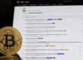 Moneda de bitcoin y repositorio de Bitcoin Core.