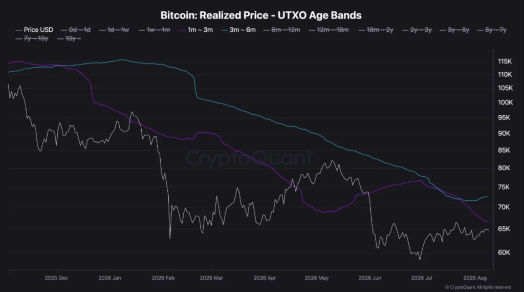 Gráfico del precio realizado por bandas de edad de UTXO.