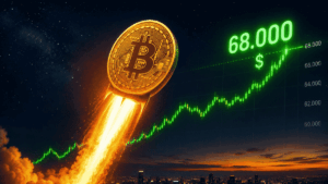 Bitcoin sube como un cohete a los 68.000 dólares.