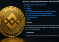 Moneda física de BNB y repositorio de Gihub con una de las BEP de este hard fork.