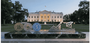 La Casa Blanca junto con las principales criptomonedas.