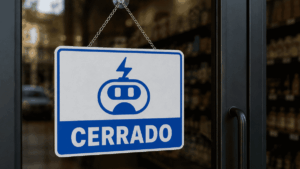 Letrero de cerrado y logo de lnp2pBot.