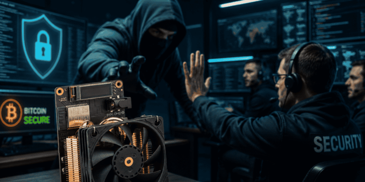 Ladrón trata de robar equipo de minería de bitcoin. La seguridad se lo impide.
