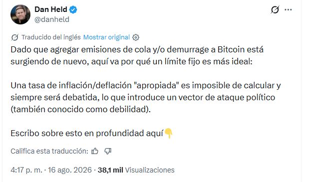Publicación en X de Dan Held.
