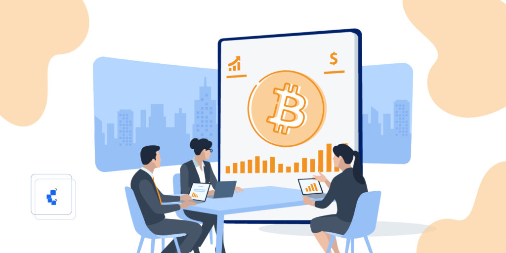 Personas reunidas en una oficina discutiendo sobre BTC.