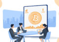 Personas reunidas en una oficina discutiendo sobre BTC.