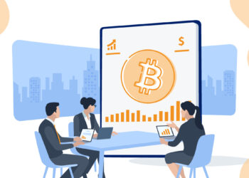 Personas reunidas en una oficina discutiendo sobre BTC.