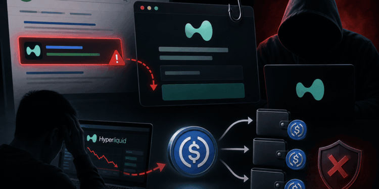 Estafa de phishing con un anuncio falso de Hyperliquid en Google, un usuario afectado y fondos en USDC