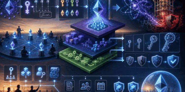 Ethereum aparece protegido por capas de seguridad y redes criptográficas