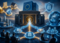 Ilustración del BCE conectando el euro con redes financieras digitales y tecnología DLT.