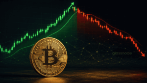Imagen que representa una subida y posterior caída del precio de bitcoin.