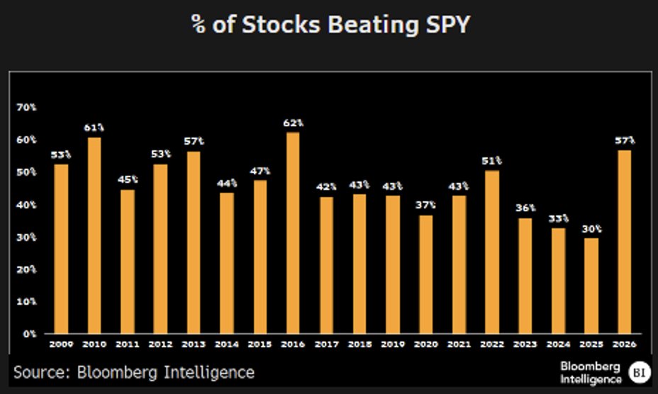 Gráfico que muestra el rendimiento de las empresas del S&P 500.