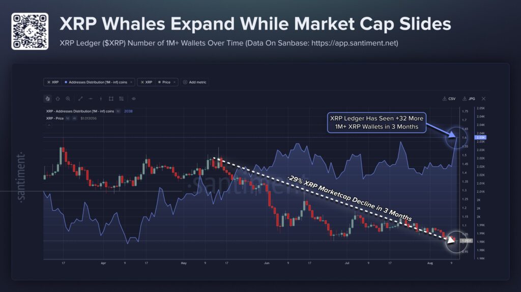 Gráfico que muestra el precio de XRP y las compras de las ballenas.