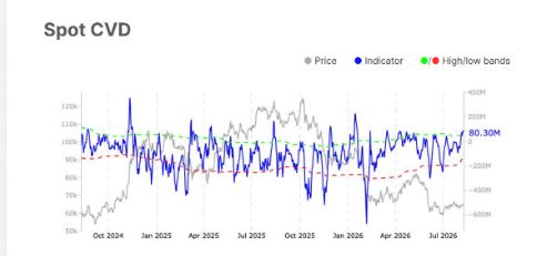 Gráfico que muestra el precio de bitcoin y el CVD.