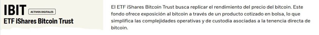Descripción del ETF de bitcoin de BlackRock.
