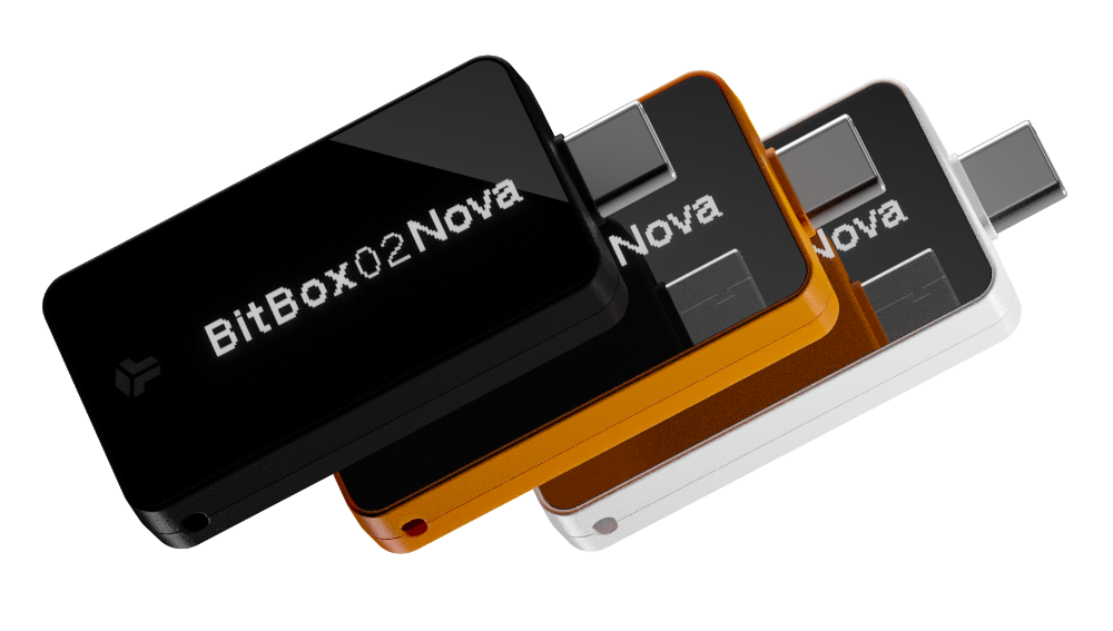 Fotografía de las hardware wallets de BitBox, en diferentes colores.