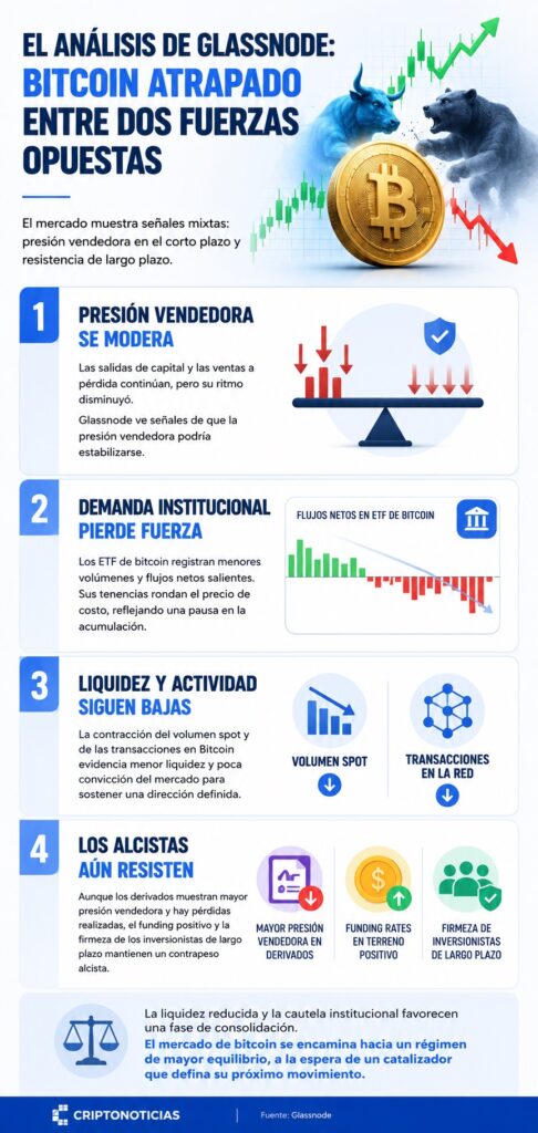 Infografía que resume los principales puntos del análisis de Glassnode.