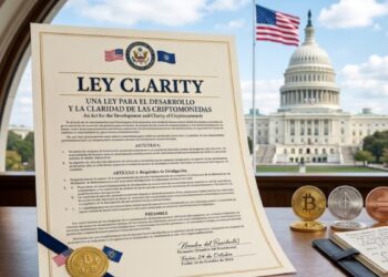Documento que dice Ley Clarity, con la bandera de EE. UU. y el Capitolio.