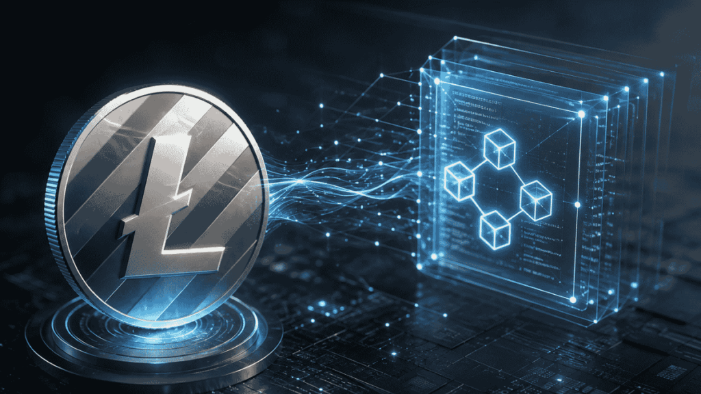 Imagen conceptual que ilustra la incorporación de contratos inteligentes en Litecoin.
