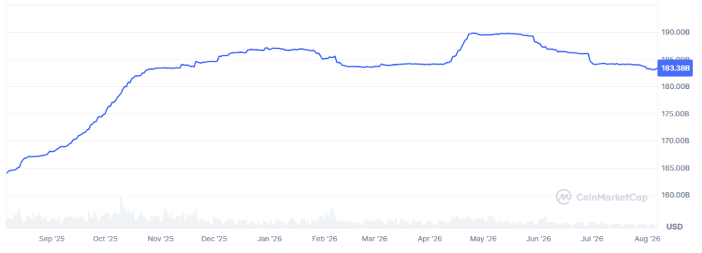 Capitalización de mercado de USDT en los últimos 12 meses.
