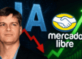 Michael Burry. "IA" con una flecha roja hacia abajo. Logo de mercadolibre con flecha verde hacia arriba.