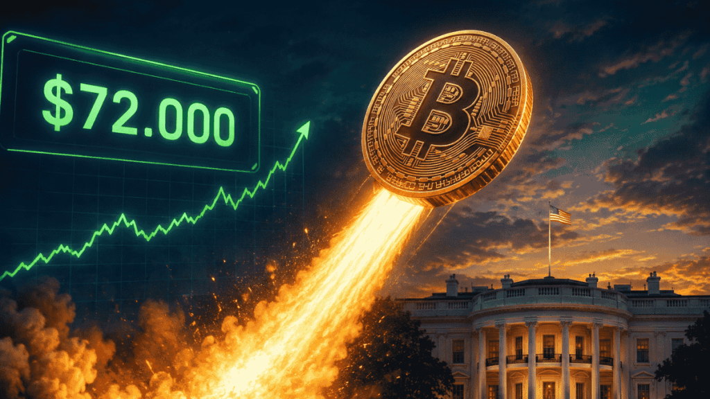 Bitcoin subiendo como un cohete delante de la Casa Blanca.