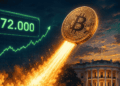 Bitcoin subiendo como un cohete delante de la Casa Blanca.