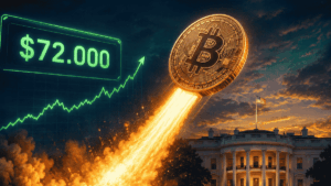 Bitcoin subiendo como un cohete delante de la Casa Blanca.