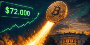 Bitcoin subiendo como un cohete delante de la Casa Blanca.