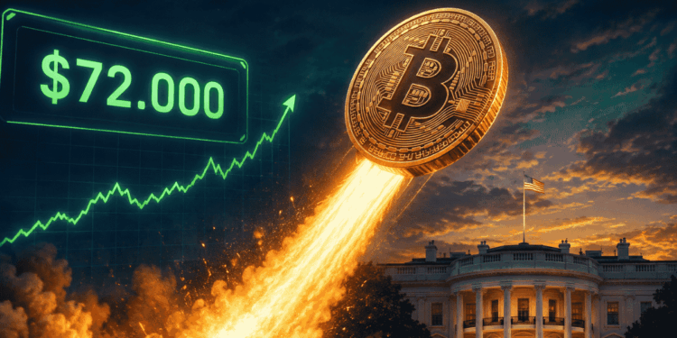 Bitcoin subiendo como un cohete delante de la Casa Blanca.